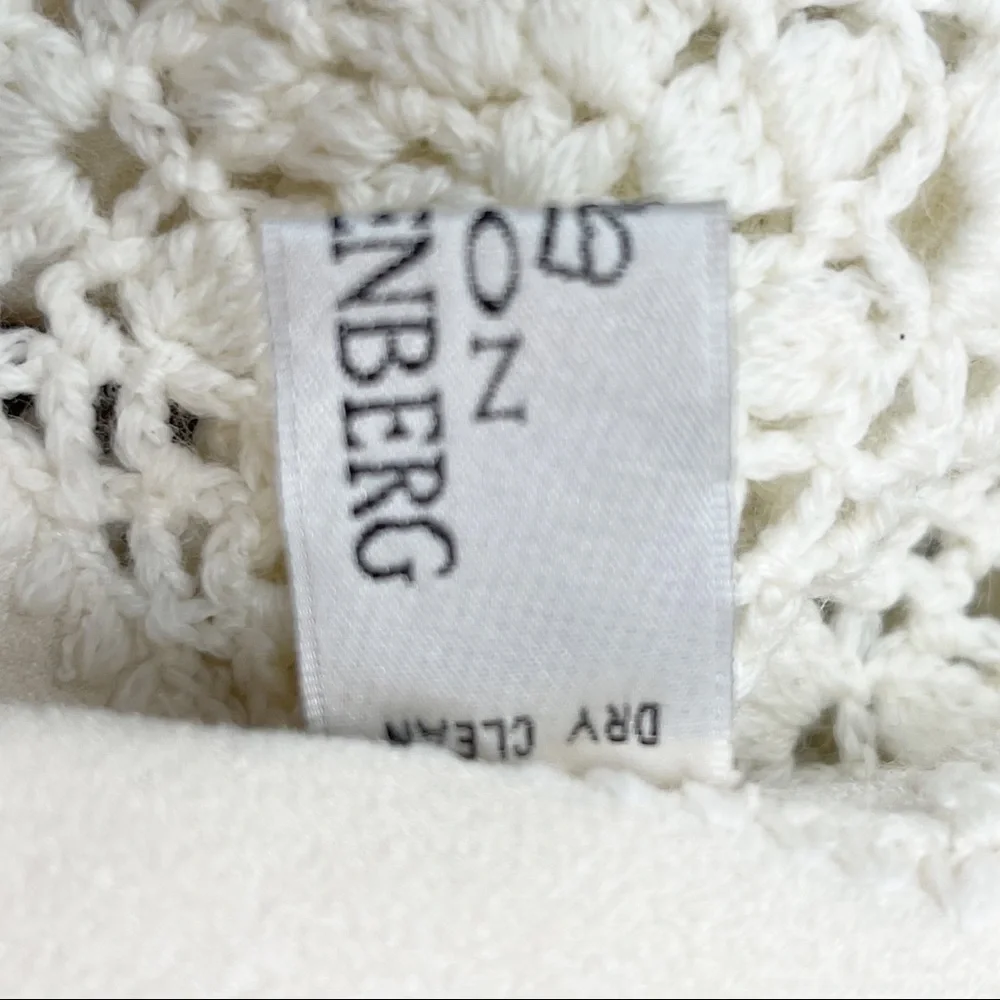 EGON FURSTENBERG Women’s Boho Ivory Brown Patchwork Granny Square Scarf